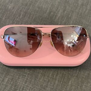 Kate Spade Gold Aviator Sunglasses Pink